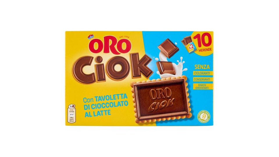 Oro Ciok Biscotto con Tavoletta di Cioccolato al Latte - 10 X 25g