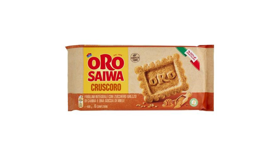 Oro Saiwa Cruscoro - frollini integrali con zucchero grezzo di canna e una goccia di miele - 400g