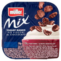 Müller, Mix 2 yogurt bianco più fiocchi di cioccolato 2 yogurt bianco più anelli di cioccolato