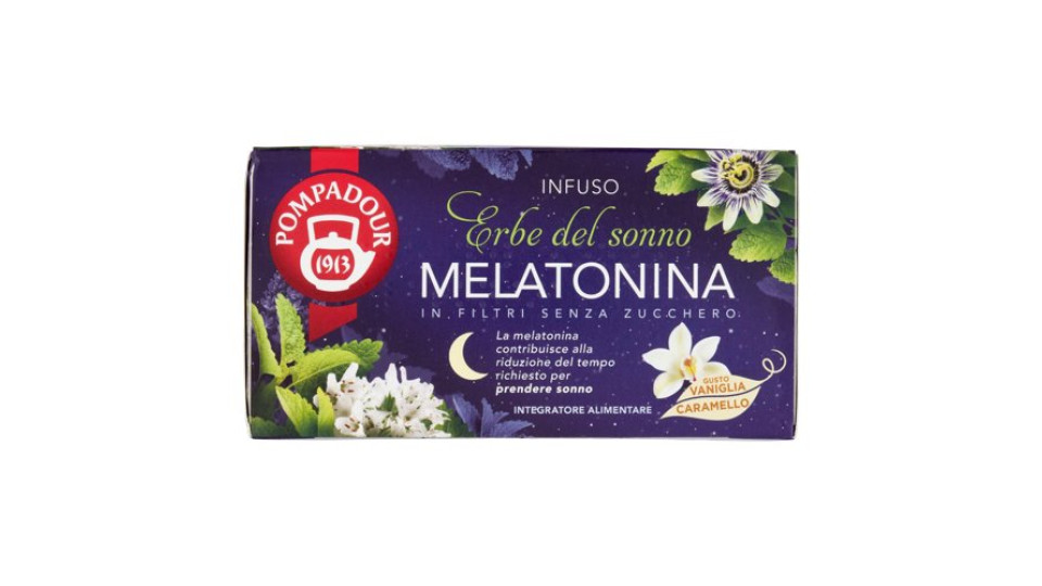 Pompadour Infuso Erbe del sonno Melatonina in Filtri Senza Zucchero bustine 18 x 2 g