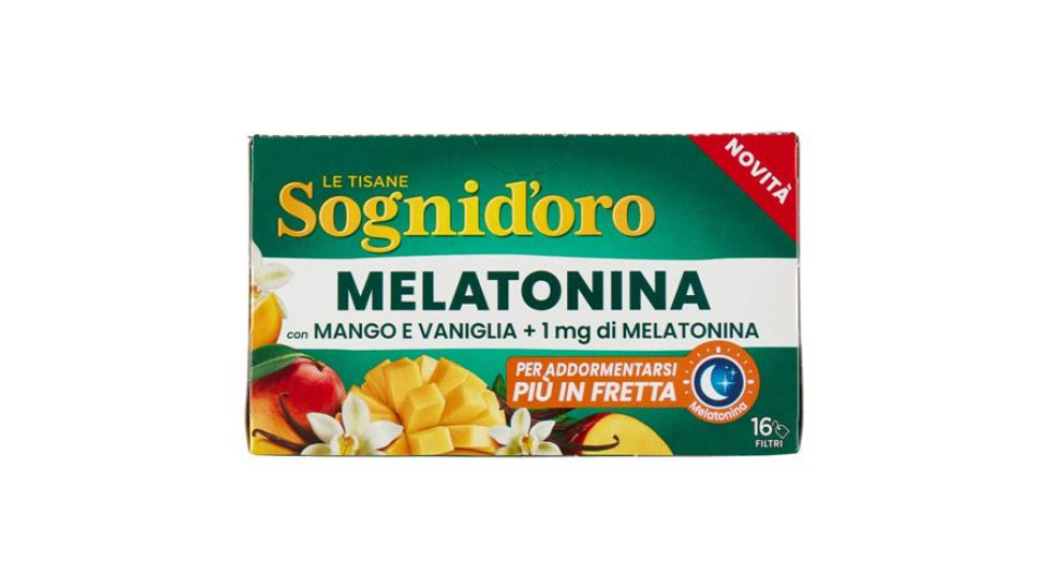 Sognid'oro le Tisane Melatonina con Mango e Vaniglia + 1 mg di Melatonina bustine 16 x 2 g
