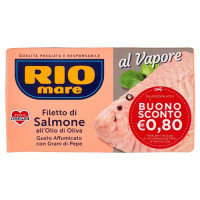 Rio Mare Filetto Di Salmone All'olio Di Oliva Gusto Affumicato Con Grani Di Pepe Al Vapore 125 G
