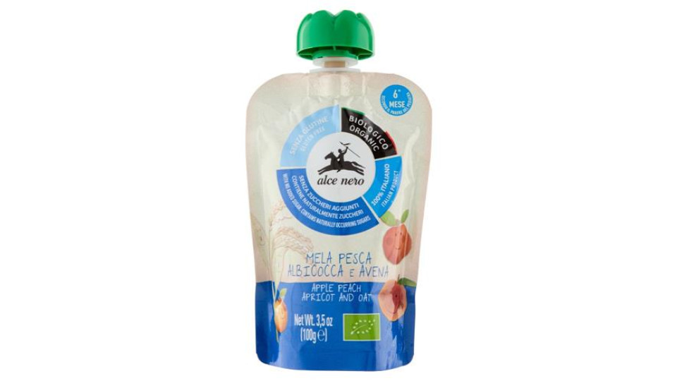 alce nero Mela Pesca Albicocca e Avena 100 g