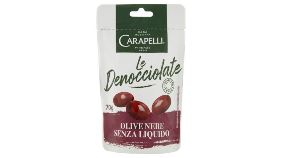 Carapelli le Denocciolate Olive Nere Senza Liquido 70 g