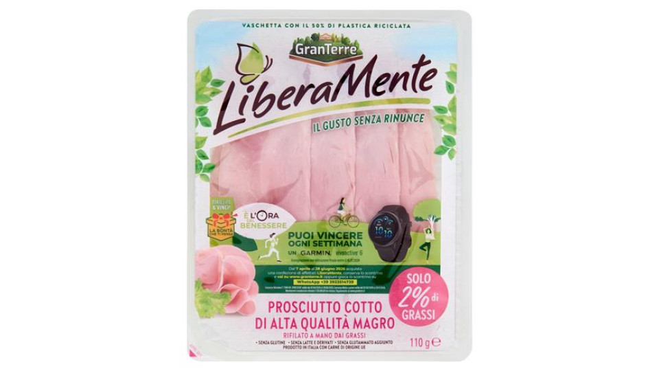 GranTerre LiberaMente Prosciutto Cotto di Alta Qualità Magro 110 g
