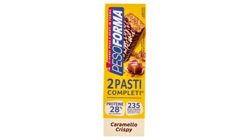 Pesoforma Barrette 2 Pasti, sostitutive del pasto, gusto Caramello Crispy, 235 kcal a pasto, 2 x 60g
