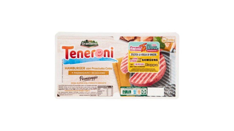 Teneroni Hamburger con Prosciutto Cotto e Parmigiano Reggiano 2 x 75 g