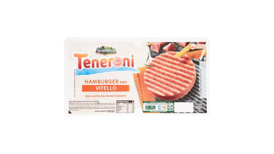 Teneroni Hamburger con Prosciutto Cotto e Spinaci 2 x 75 g