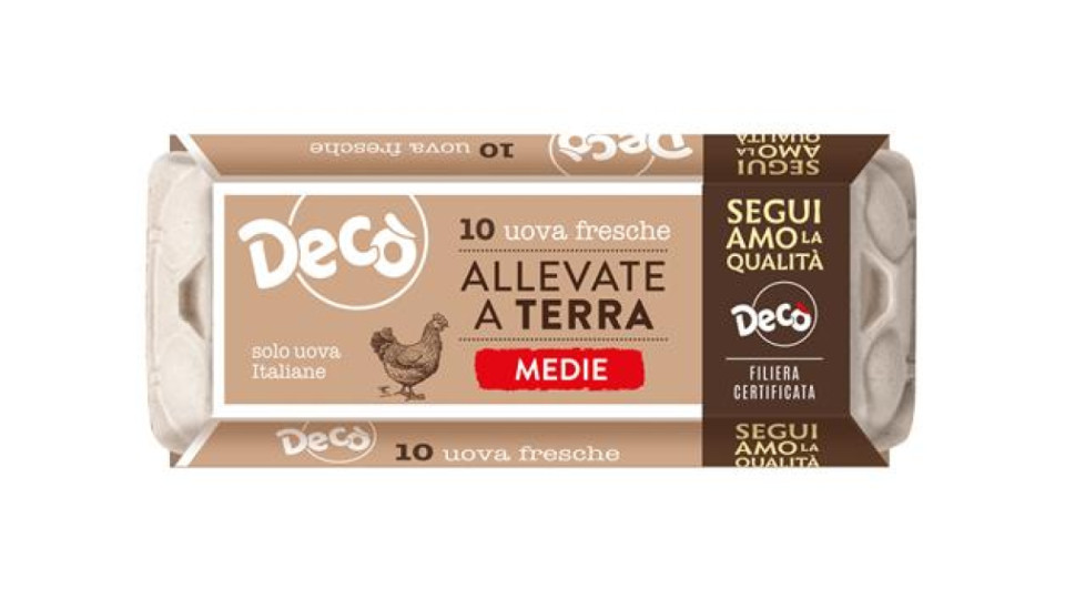 10 uova fresche medie da allevamento a terra Categoria A Decò