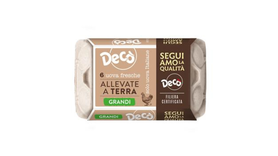 6 uova fresche grandi da allevamento a terra Categoria A Decò