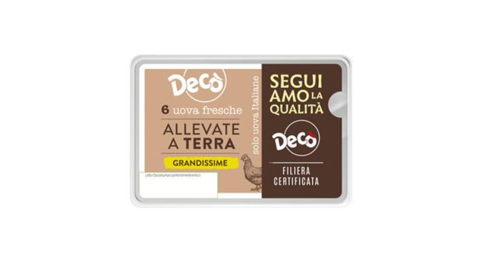 6 uova fresche grandissime da allevamento a terra Categoria A Decò