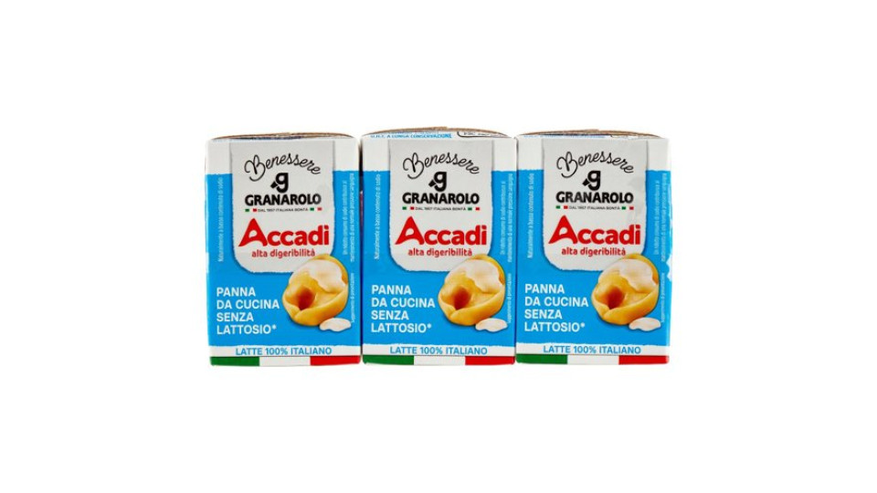 Accadì Benessere Panna da Cucina Senza Lattosio* 3 x 100 ml