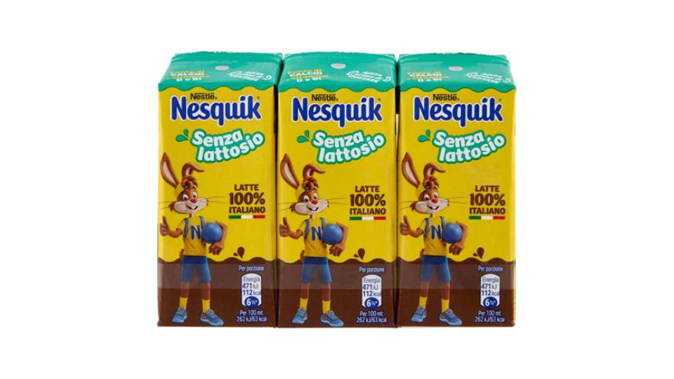 NESQUIK PRONTO DA BERE SENZA LATTOSIO Bevanda a base di latte e cacao solubile 3 brick da 180ml