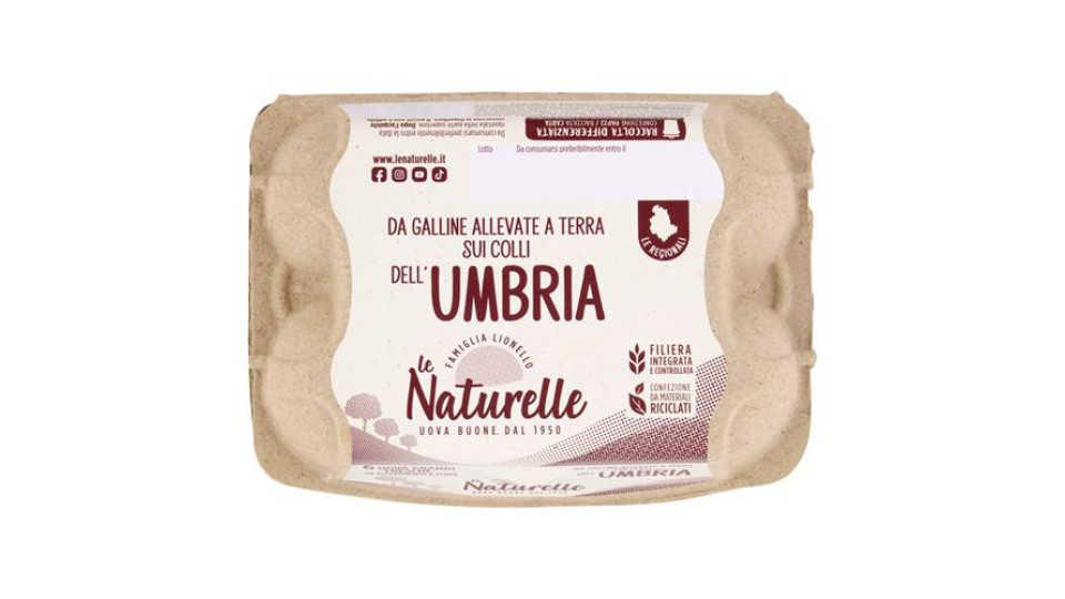 le Naturelle le Uova dell'Umbria 6 Uova Grandi Fresche da Allevamento a Terra