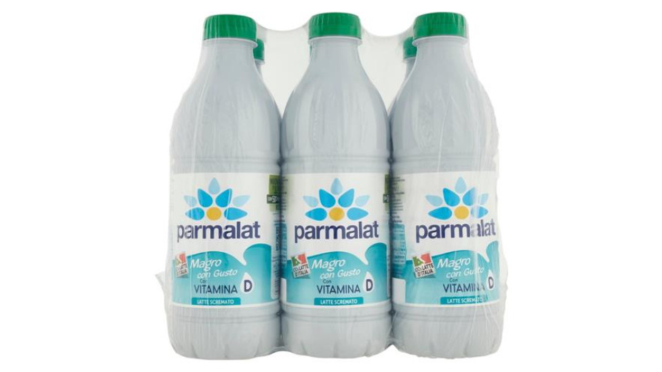 parmalat Magro con Gusto con Vitamina D Latte Scremato 100% Latte d'Italia 6 x 1000 ml