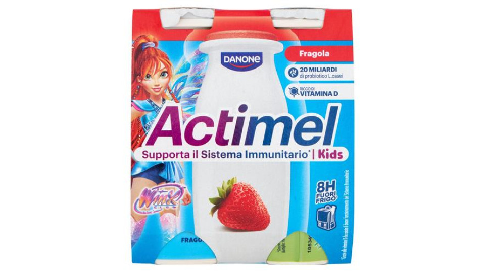 ACTIMEL Barbie, Yogurt da Bere con Vit B6 e D per il Sistema Immunitario, gusto fragola, 4X100G