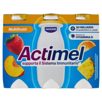 ACTIMEL, Yogurt da Bere con Vit B6 e D per il Sistema Immunitario, Multifrutti, 6X100G