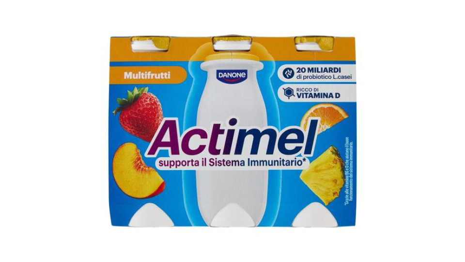 ACTIMEL, Yogurt da Bere con Vit B6 e D per il Sistema Immunitario, Multifrutti, 6X100G