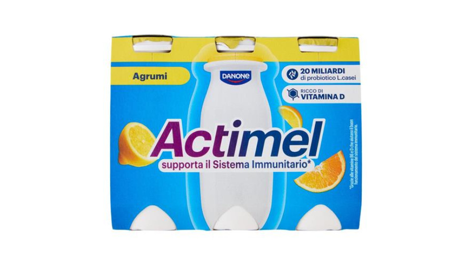 ACTIMEL, Yogurt da Bere con Vit B6 e D per il Sistema Immunitario, gusto Agrumi, 6X100G