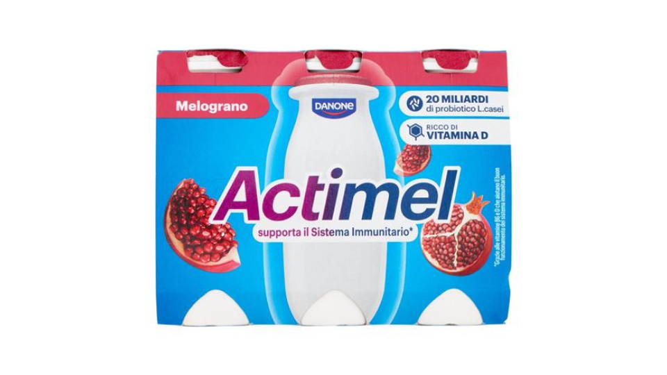 ACTIMEL, Yogurt da Bere con Vit B6 e D per il Sistema Immunitario, gusto Melograno, 6X100G