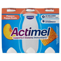 ACTIMEL, Yogurt da Bere con Vit B6 e D per il Sistema Immunitario, gusto Pesca e Pappa reale, 6X100G