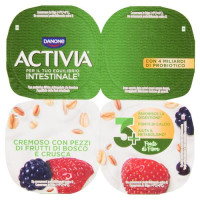 ACTIVIA Fibre Yogurt con Probiotico Bifidus, gusto Frutti di Bosco e Crusca, 4x125g