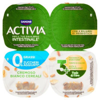 ACTIVIA Fibre, Yogurt con Probiotico Bifidus, 0% Grassi, Bianco Cereali, 4x125g