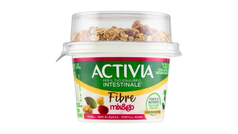 ACTIVIA Mix&Go con Probiotico Bifidus, Yogurt con Muesli, Semi di Zucca e Mirtilli rossi, 170g