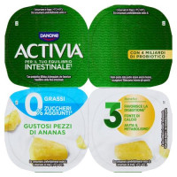ACTIVIA Yogurt con Probiotico Bifidus, 0% Grassi, gusto Ananas, 4x125g