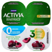 ACTIVIA Yogurt con Probiotico Bifidus, 0% Grassi, gusto Ciliegia, 4x125g