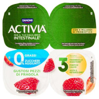 ACTIVIA Yogurt con Probiotico Bifidus, 0% Grassi, gusto Fragola, 4x125g