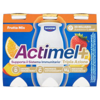 Actimel Immuno+ yogurt da bere arricchito con zinco, calcio, vitamina C, B6, D, gusto frutta 6x100ml