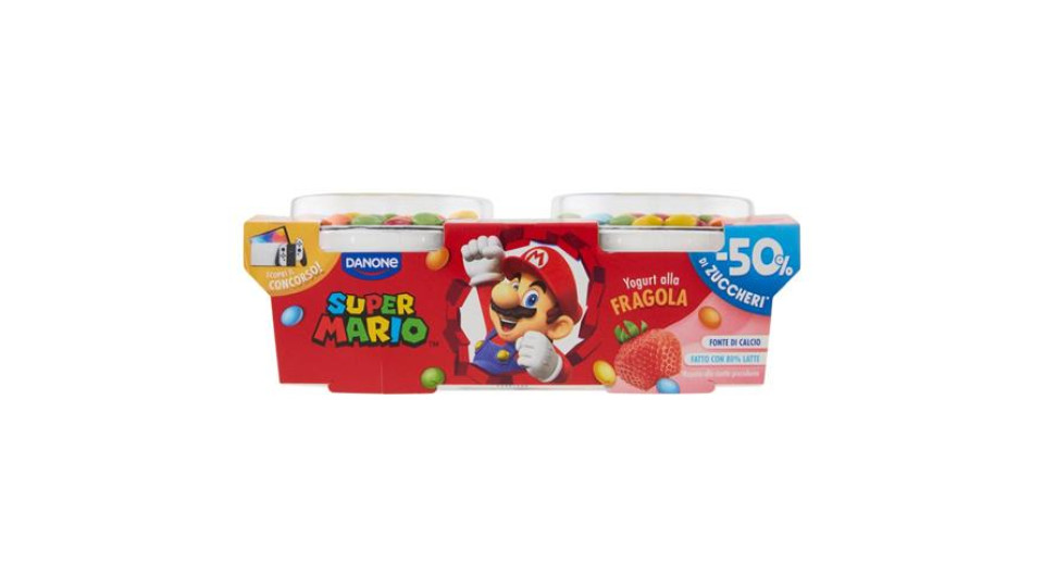 DANONE Super Mario, Yogurt gusto Fragola con Confettini, 2x110g