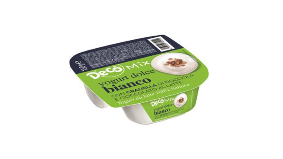 Decò Yogurt bianco dolce con granella di nocciola e cioccolato al latte