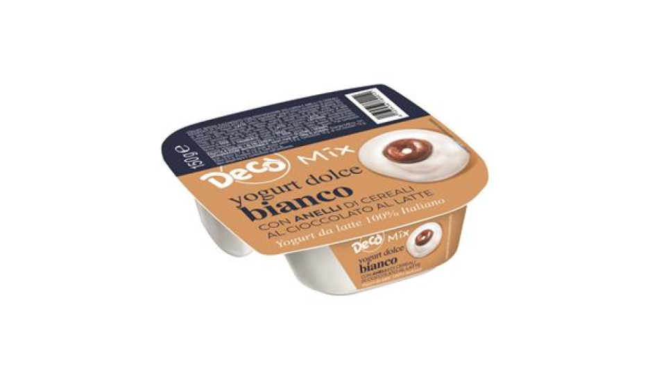 Decò yogurt bianco dolce con anellini di cioccolato al latte