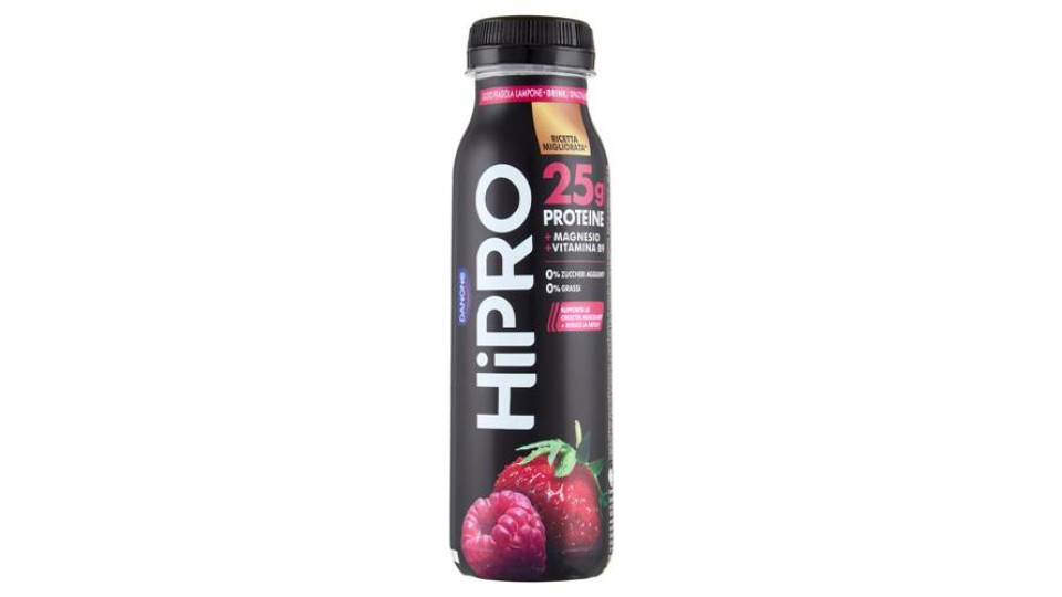 HiPRO Drink Fragola Lampone,25g Proteine,0% grassi,con Magnesio&Vit B9, senza lattosio, 300g
