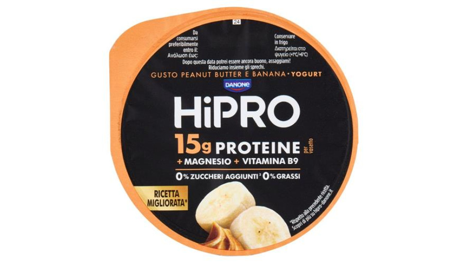 HiPRO Yogurt Proteico,0% Grassi,Burro d'Arachidi&Banana,con Magnesio&Vit B9,basso in lattosio,160g