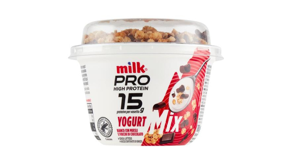 Milk Pro High Protein 15g Yogurt Bianco con Muesli e Fiocchi di Cioccolato 180 g