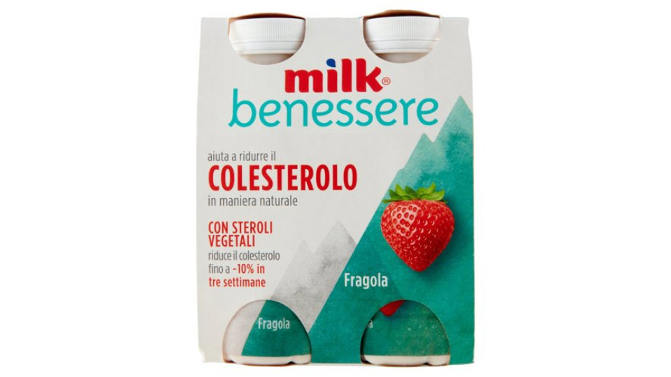 Milk benessere aiuta a ridurre il Colesterolo in maniera naturale Fragola 4 x 100 g
