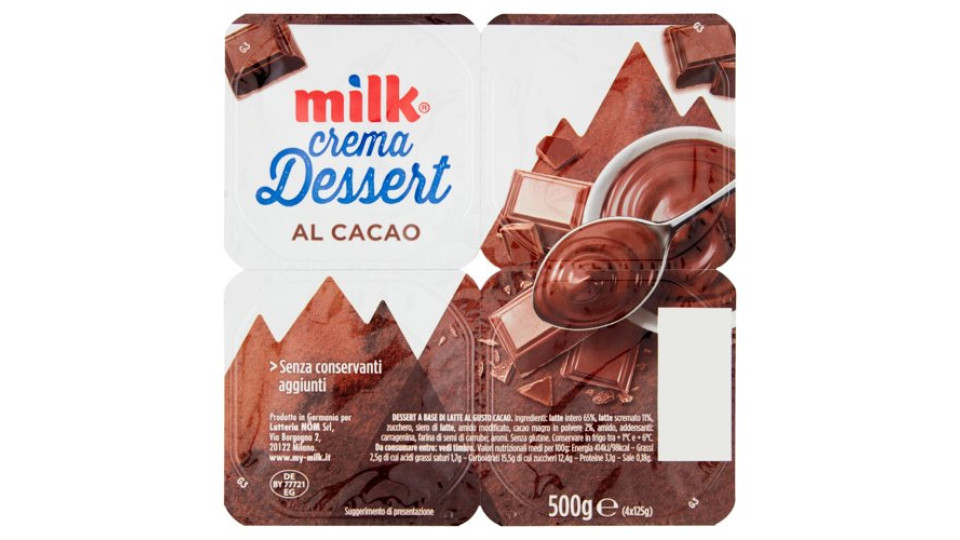 Milk crema Dessert al Cacao 4 x 125 g