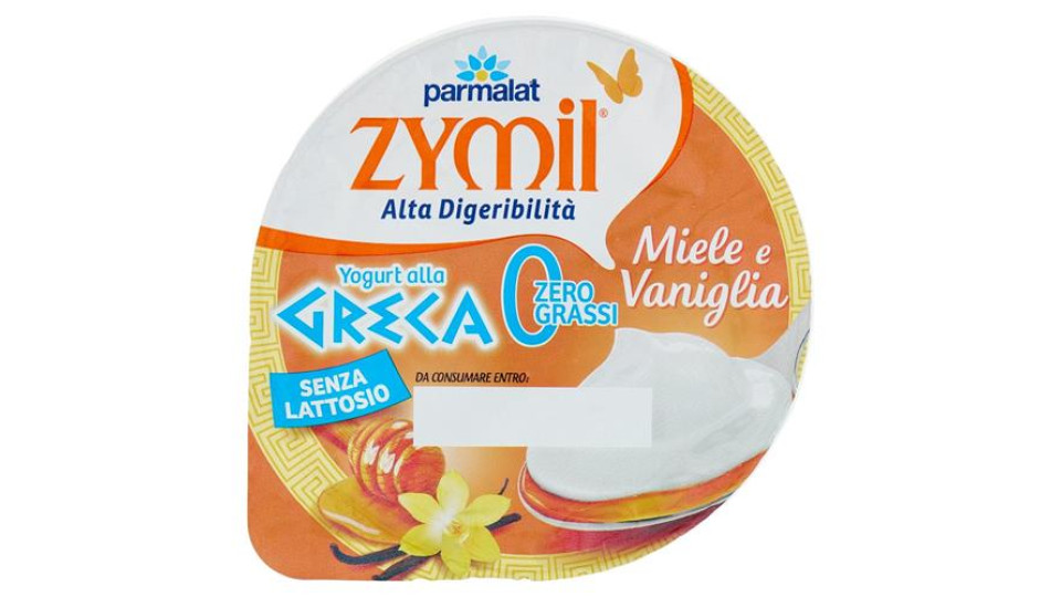 ZYMIL Alta Digeribilità Senza Lattosio Yogurt alla Greca Zero Grassi Miele e Vaniglia 150 g