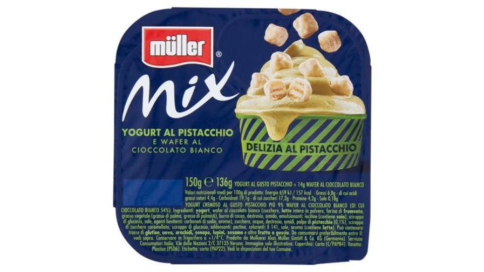 müller Mix Yogurt al Pistacchio e Wafer al Cioccolato Bianco 150 g