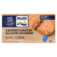 2 Burger di salmone rosa con barbabietola rossa, leggermente panati, prefritti e surgelati