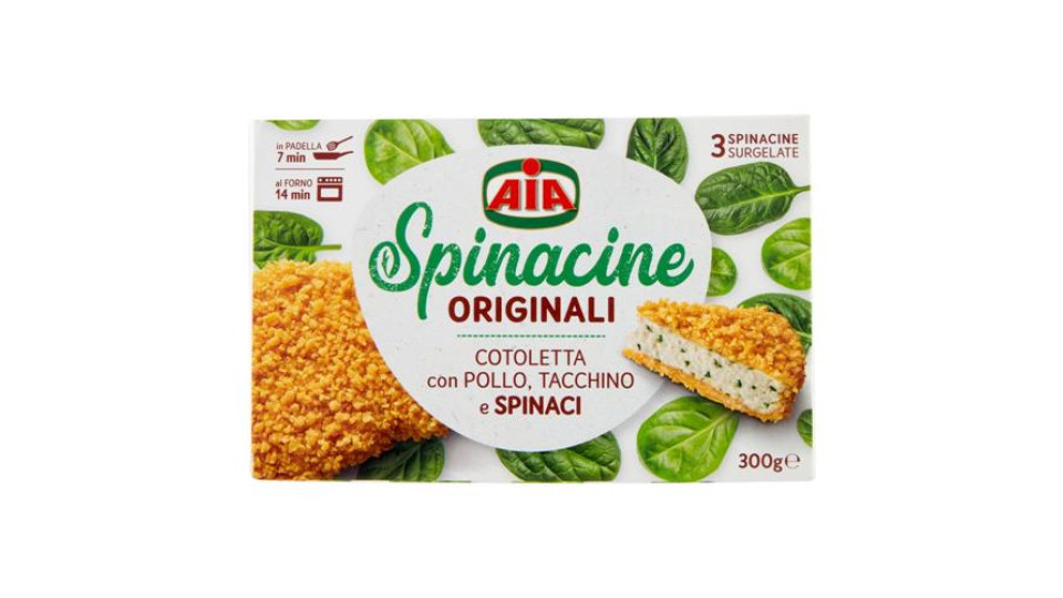 Aia Spinacine Originali Cotoletta con Pollo, Tacchino e Spinaci Surgelate 300 g