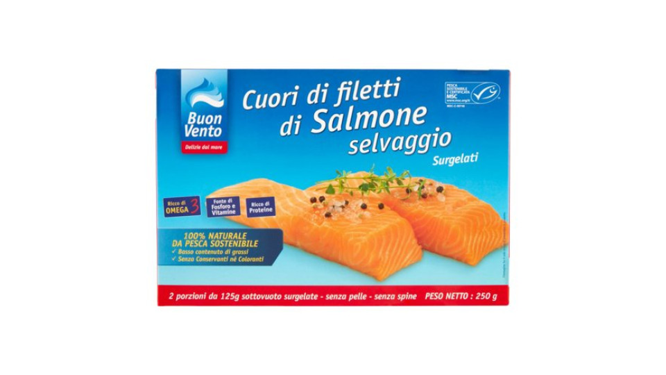 Buon Vento Cuori di filetti di Salmone selvaggio 250 g