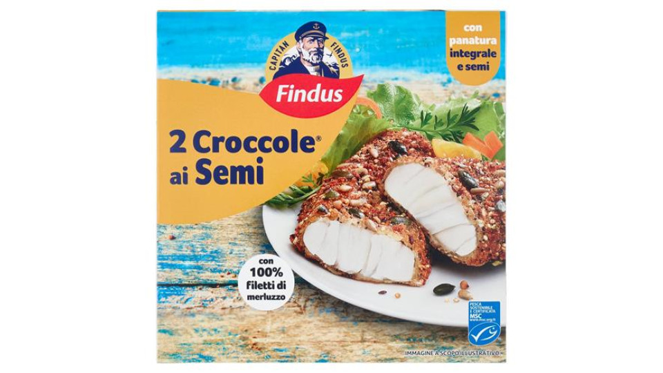 Capitan Findus 2 Croccole ai Semi con 100% Filetti di Merluzzo 200 g