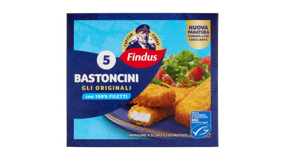 Capitan Findus 5 Bastoncini con 100% Filetti di Merluzzo 125 g