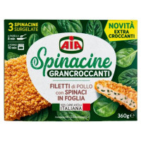 Cotolette cotte di pollo con spinaci in foglia surgelate