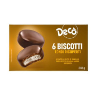 Decò 6 MINIBISCOTTI Tondi RICOPERTI - Gelato al gusto di vaniglia tra biscotti al cacao magro Ricoperti&nbsp;&nbsp;&nbsp;&nbsp;