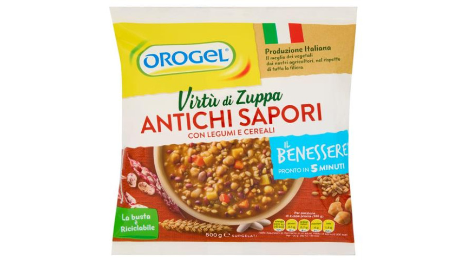 Orogel Il Benessere Virtù di Zuppa Antichi Sapori con Legumi e Cereali Surgelati 500 g